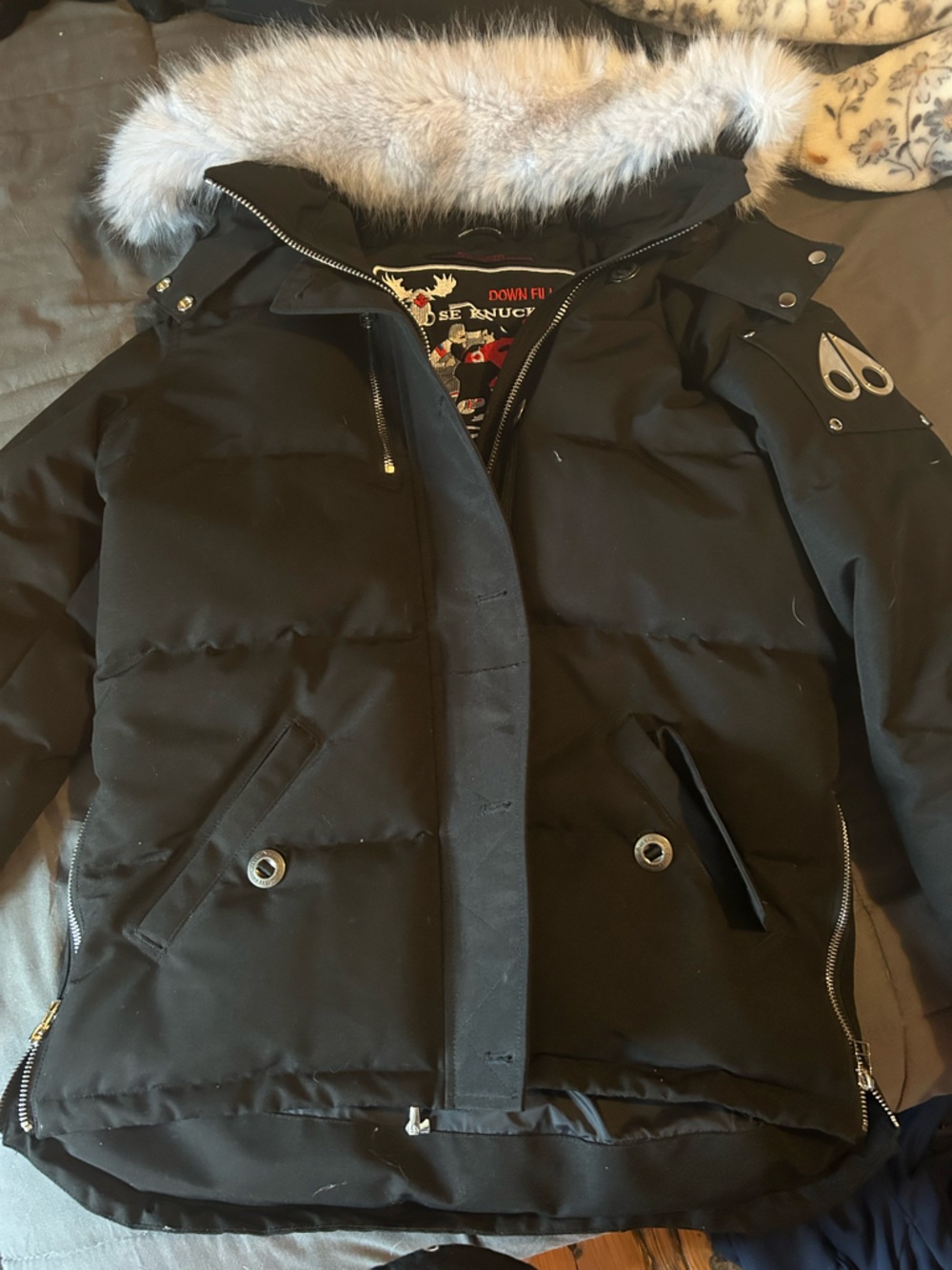 Moose Knuckles Black Quilted Puffer Jacket